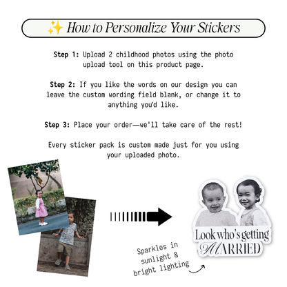 Timeless Sparkling Childhood Sweethearts Wedding Sticker