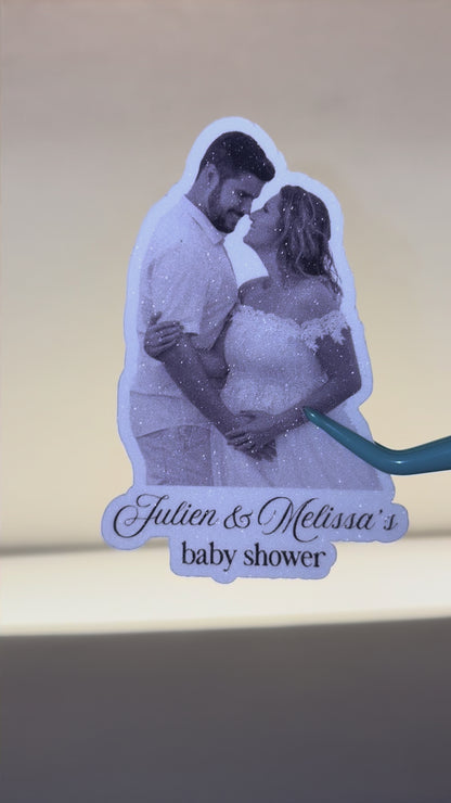 Timeless Sparkling Personalized Baby Shower Sticker
